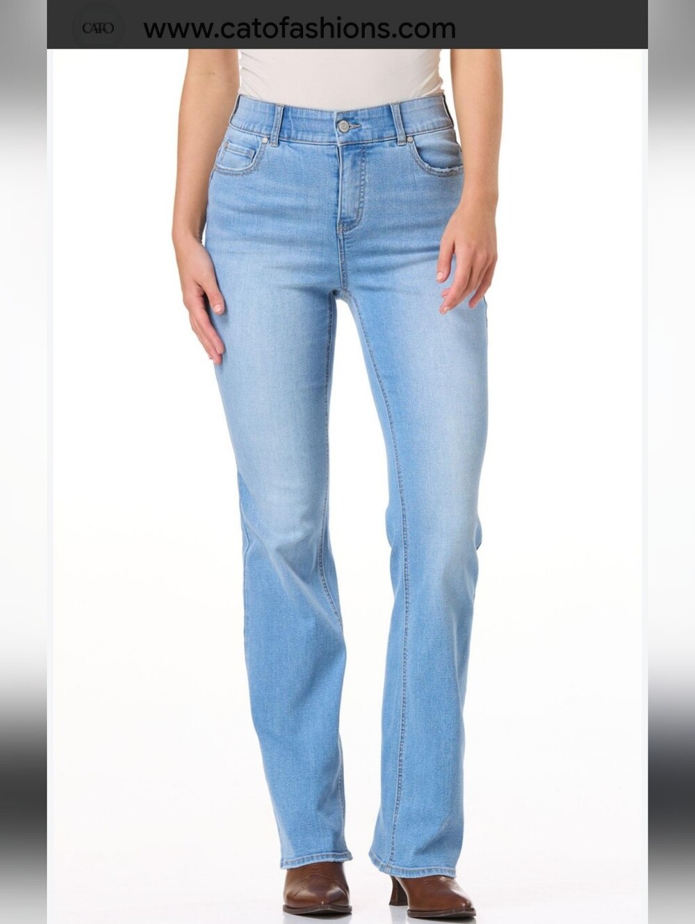 Cato Fashions Contour Fit High Waisted Bootcut Blue Denim Jeans Size 10